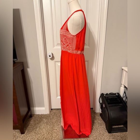 THML Vibrant Orange Embroidered Maxi Dress - Picture 3 of 13